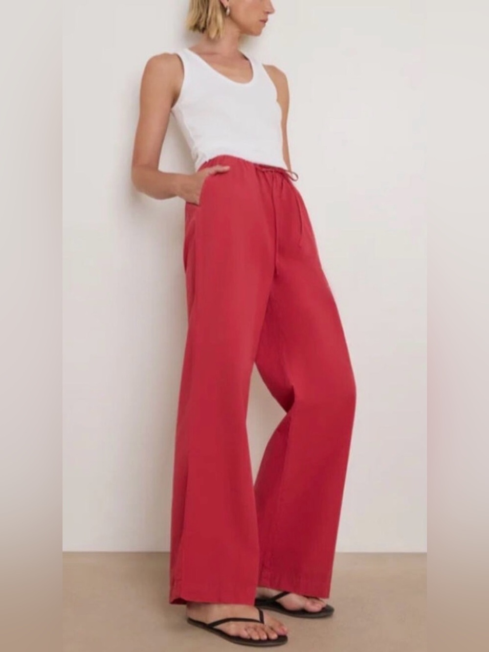 Nation Los Angeles Lucia Poplin Pant - Heartbeat Red - Small - NWT